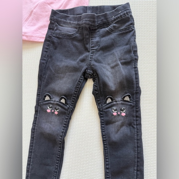 H&M|Baby girl,toddler grey skinny jeans w Cat design & ‘Blessed' Tank Top•••2T - Picture 3 of 5